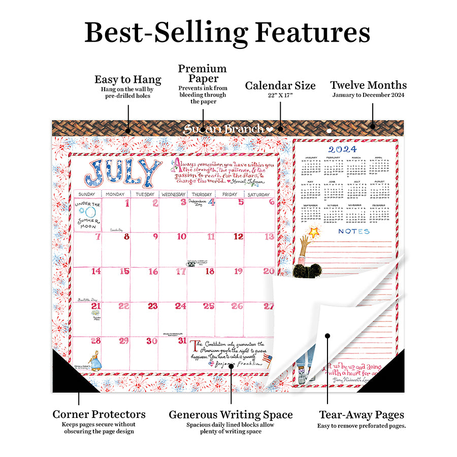 2024 Susan Branch Large Desk Pad Monthly Blotter Calendar TF