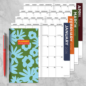 2026-2027 Flower Stencil Small Monthly Pocket Planner - 0
