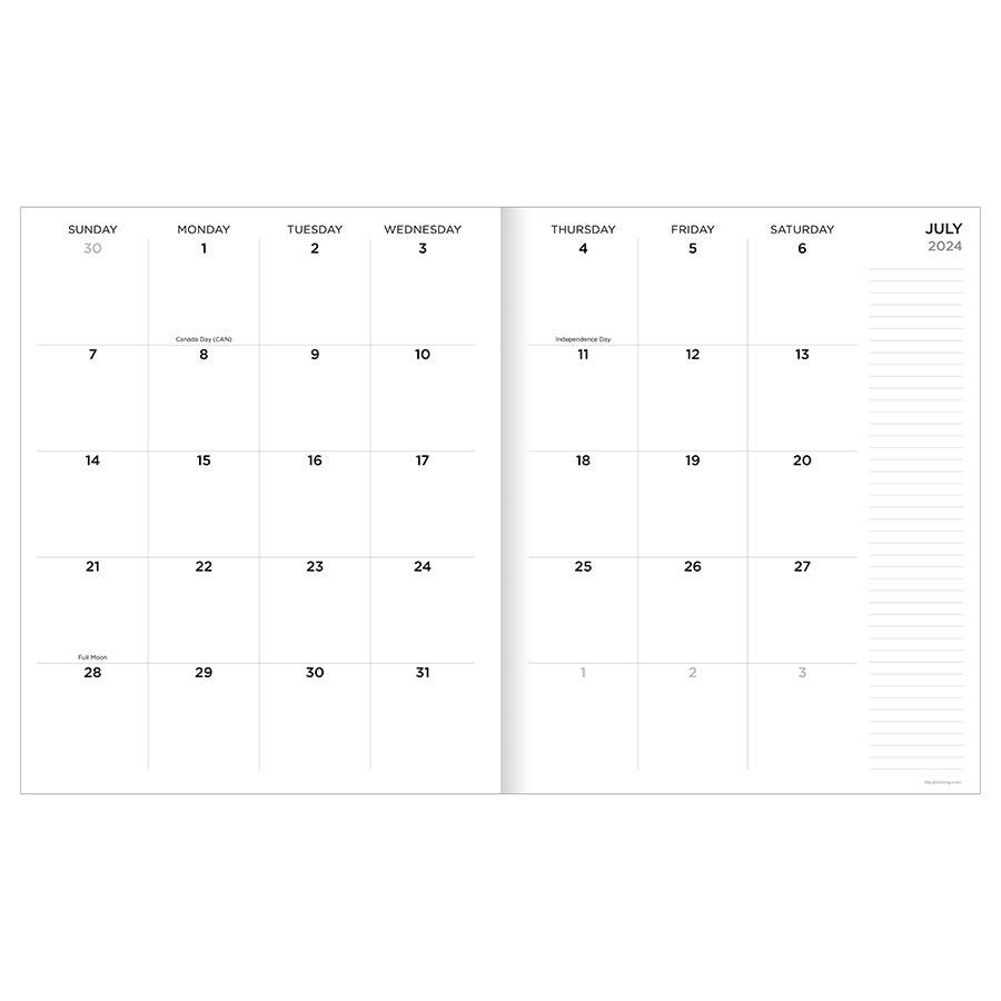 July 2024 - June 2025 Navy Grid Large Monthly Planner - 0