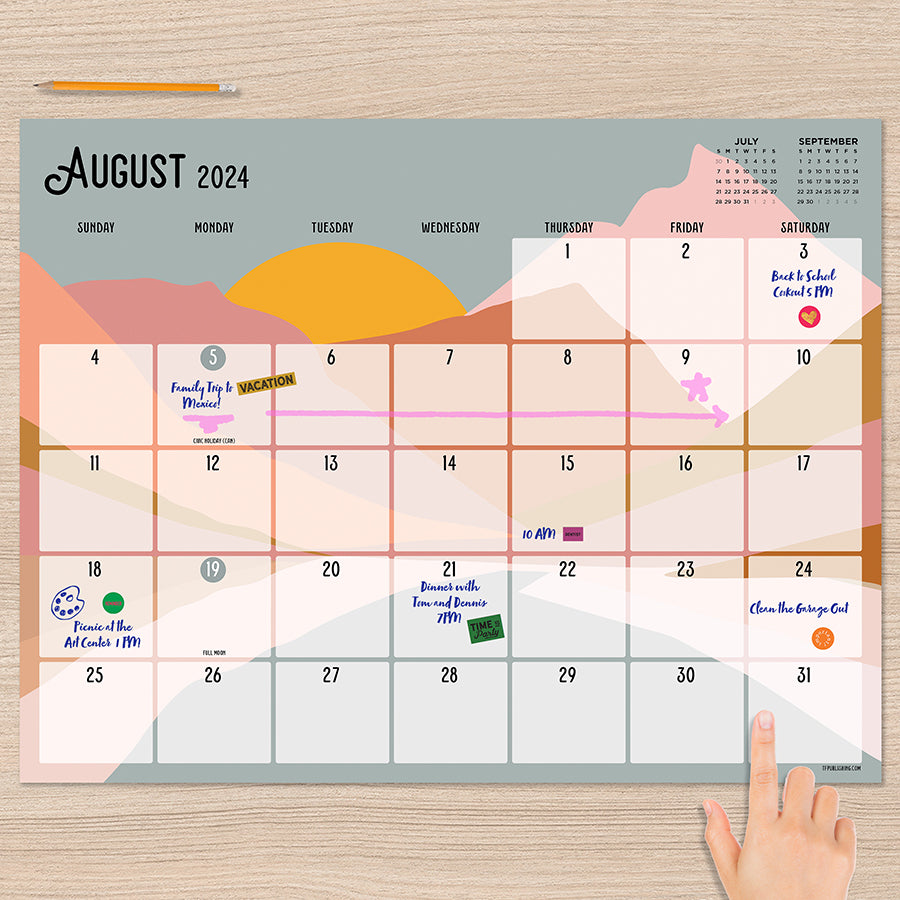 July 2024 - June 2025 Landscapes Large Desk Pad Monthly Blotter Calendar