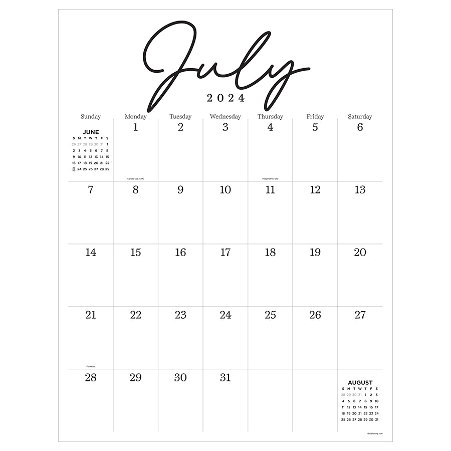 July 2024 - June 2025 Large Art Poster Wall Calendar