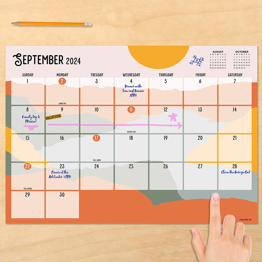 July 2024 - June 2025 Landscapes Medium Desk Pad Monthly Blotter Calendar