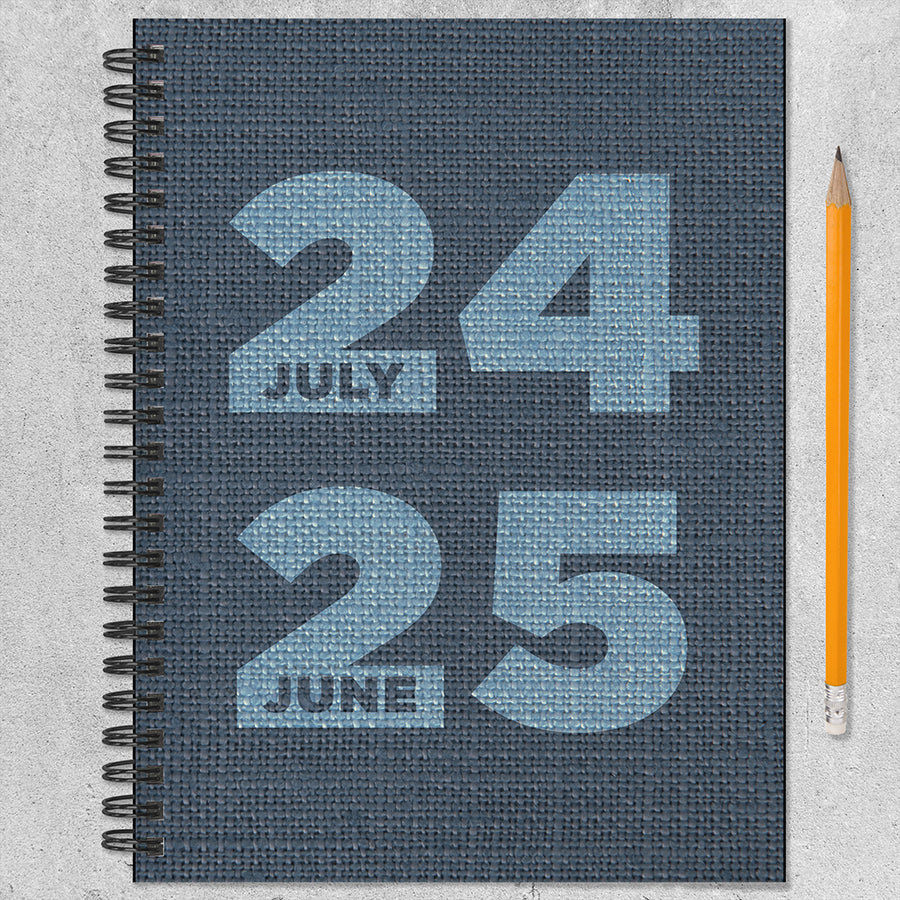 July 2024 - June 2025 Denim Medium Weekly Monthly Planner