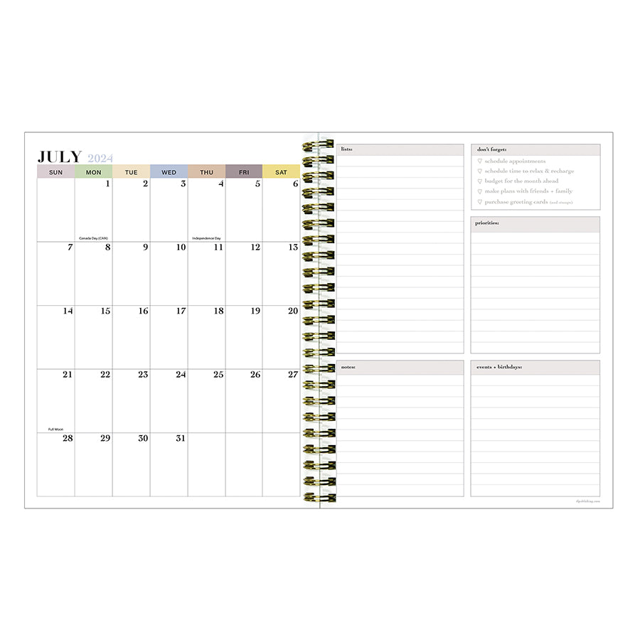 July 2024 - June 2025 Seersucker Stripe Medium Weekly Monthly Planner