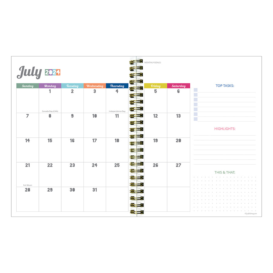 July 2024 - June 2025 Cabana Stripe Medium Weekly Monthly Planner - 0