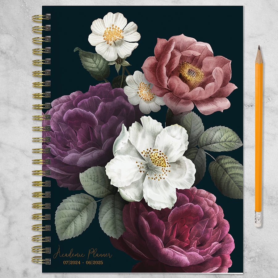 July 2024 - June 2025 Peony and Petals Medium Weekly Monthly Planner
