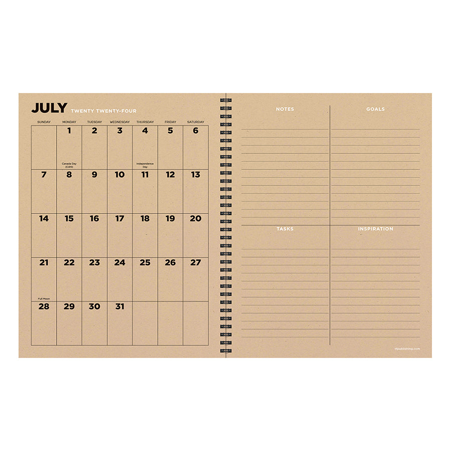 July 2024 - June 2025 Living Leaf Large Weekly Monthly Planner