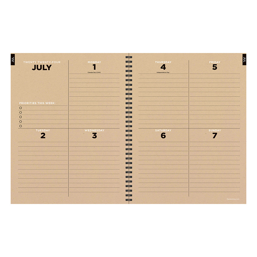 July 2024 - June 2025 Living Leaf Large Weekly Monthly Planner
