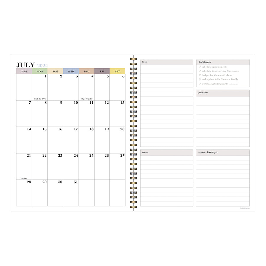 July 2024 - June 2025 Mediterranean Picnic Large Weekly Monthly Planner - 0