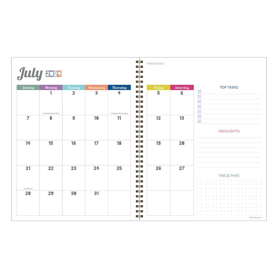 July 2024 - June 2025 Groovy Large Weekly Monthly Planner - 0