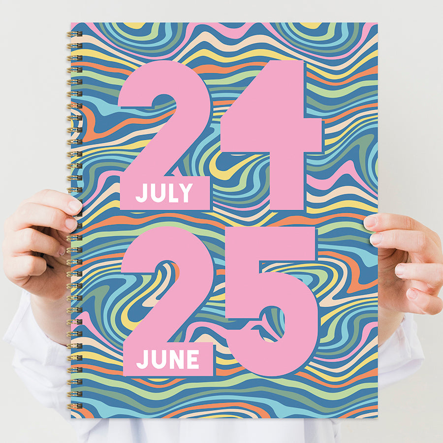 July 2024 - June 2025 Groovy Large Weekly Monthly Planner