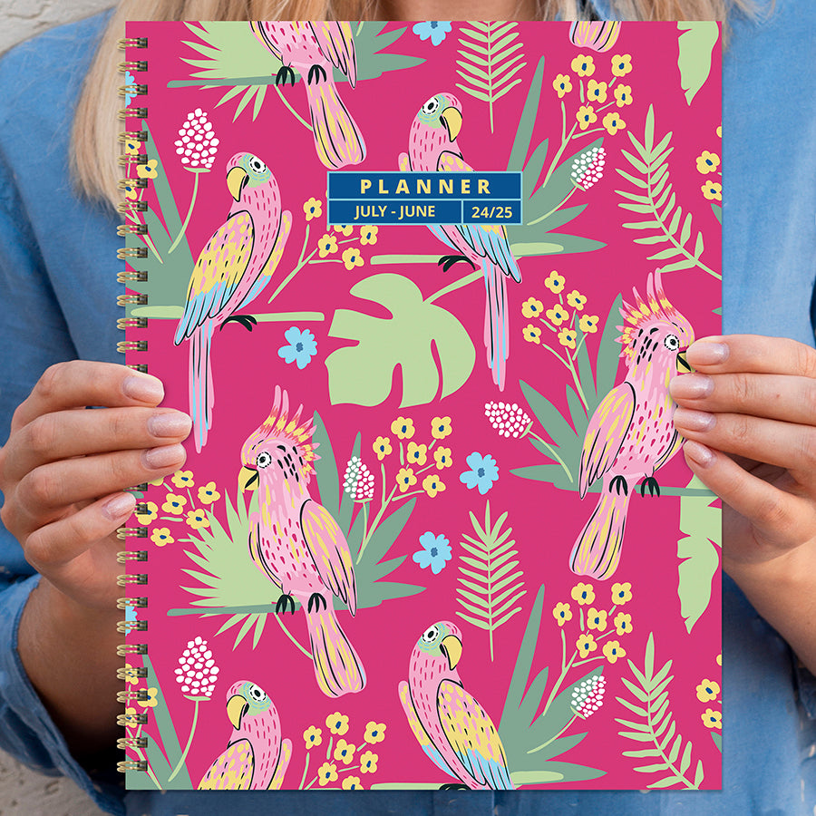 July 2024 June 2025 Pretty Parrot Large Weekly Monthly Planner TF