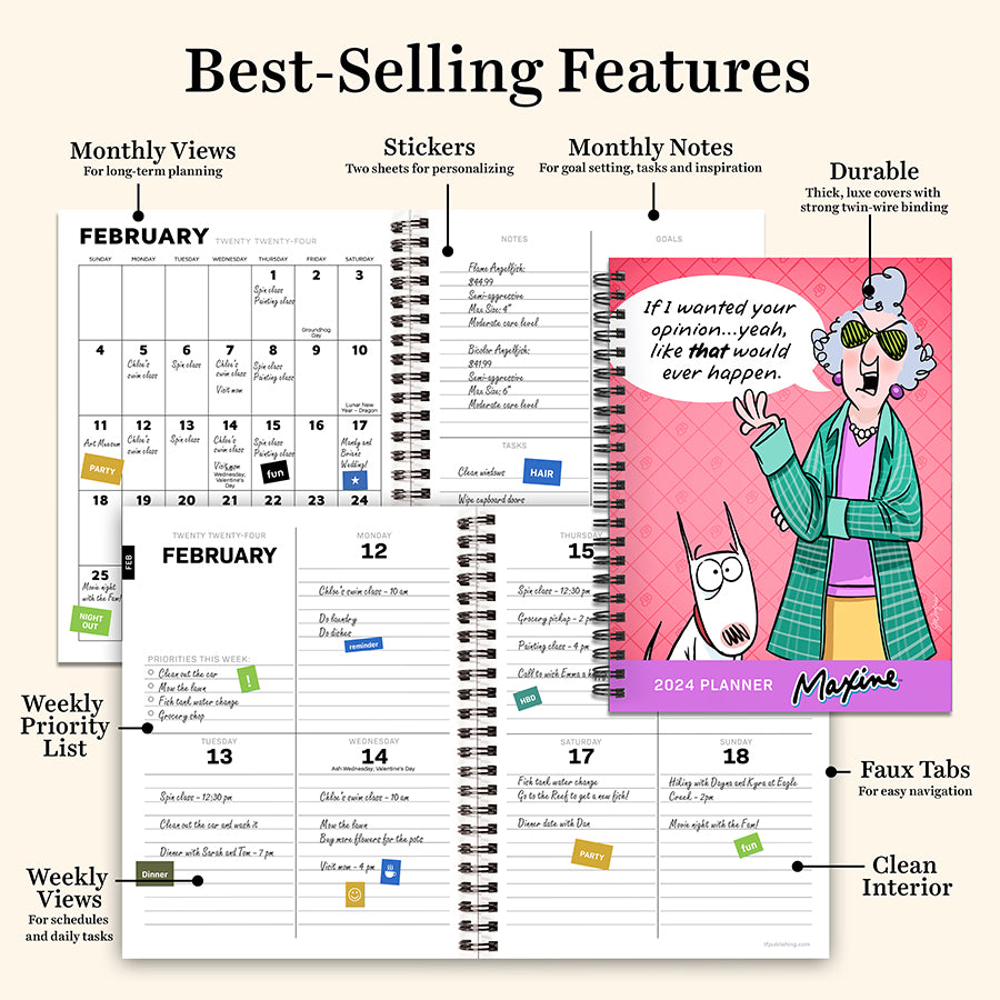 2024 Maxine Medium Weekly Monthly Planner TF Publishing Calendars