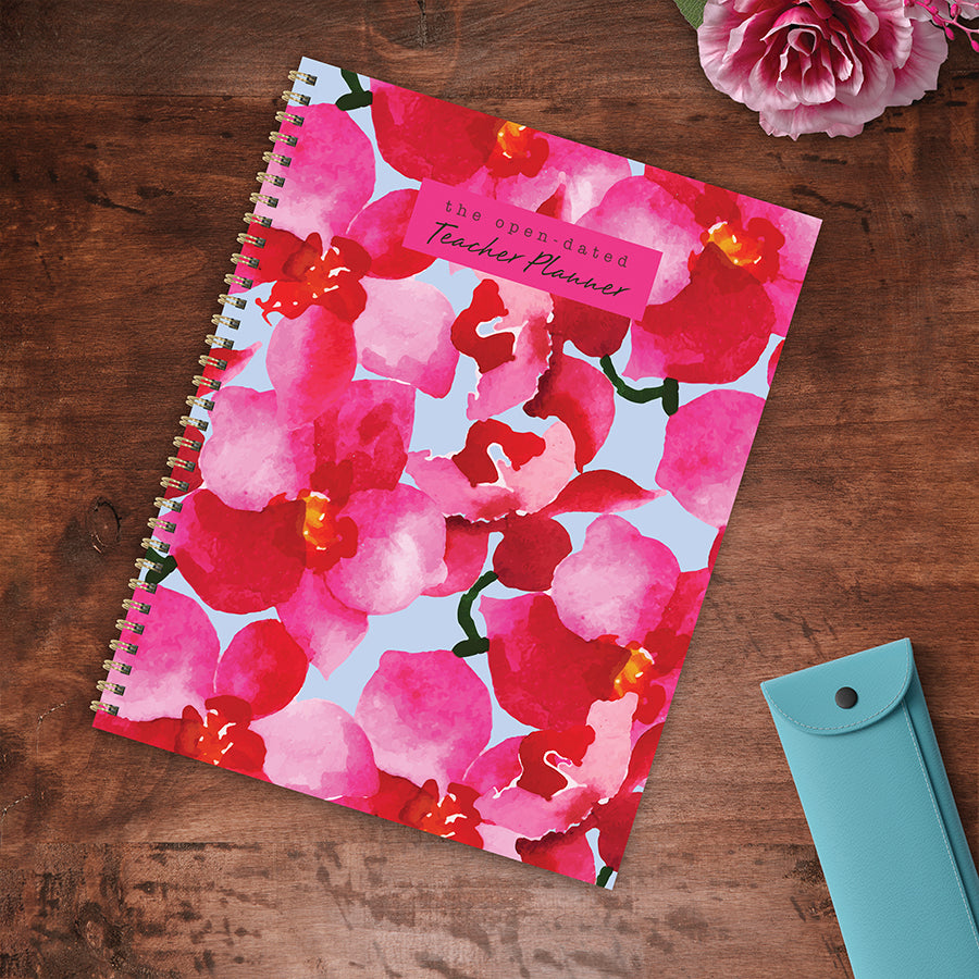 Floral Open Dated Weekly/Monthly Teacher Lesson Planner - 0
