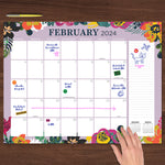 2024 Floral Large Desk Pad Monthly Blotter Calendar