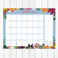 2024 Floral Large Desk Pad Monthly Blotter Calendar