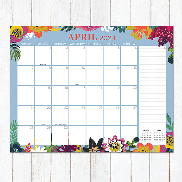 2024 Floral Large Desk Pad Monthly Blotter Calendar