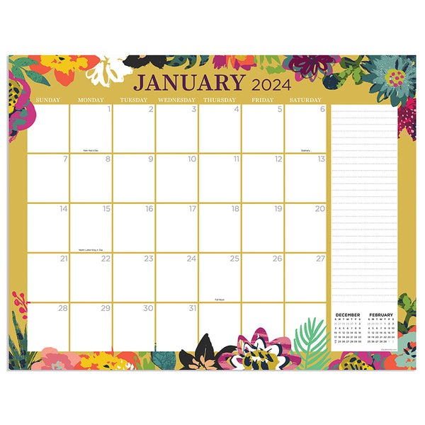 2024 Floral Large Desk Pad Monthly Blotter Calendar