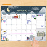 2024 Folk Love Large Desk Pad Monthly Blotter Calendar