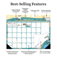 2024 Folk Love Large Desk Pad Monthly Blotter Calendar