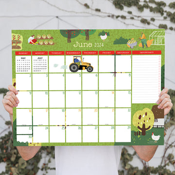 2024 Folk Love Large Desk Pad Monthly Blotter Calendar