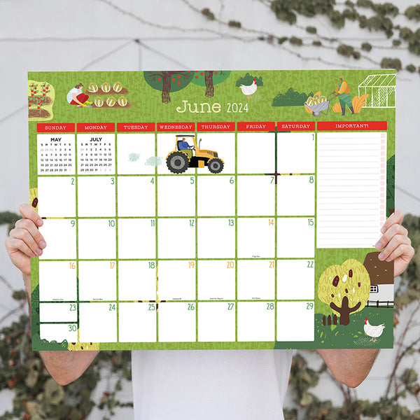 2024 Folk Love Large Desk Pad Monthly Blotter Calendar