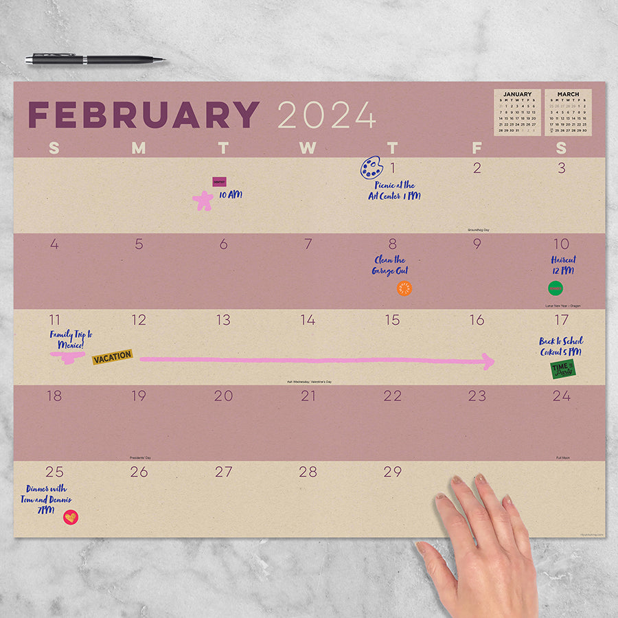 2024 Kraft Large Desk Pad Monthly Blotter Calendar-3