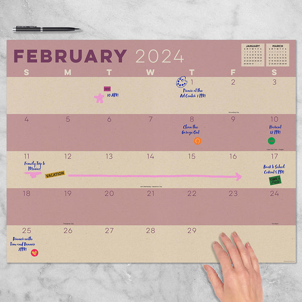 2024 Kraft Large Desk Pad Monthly Blotter Calendar