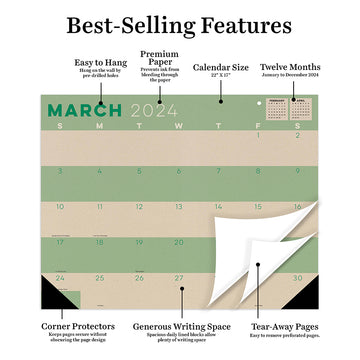 2024 Kraft Large Desk Pad Monthly Blotter Calendar