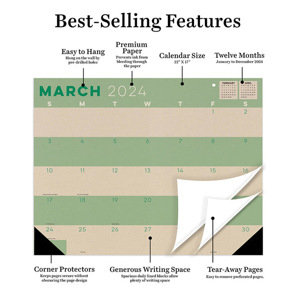 2024 Kraft Large Desk Pad Monthly Blotter Calendar