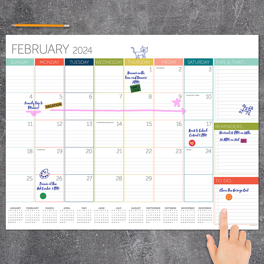 2024 Rainbow Blocks Large Desk Pad Monthly Blotter Calendar TF