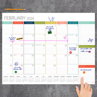 2024 Rainbow Blocks Large Desk Pad Monthly Blotter Calendar