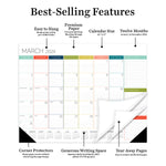 2024 Rainbow Blocks Large Desk Pad Monthly Blotter Calendar