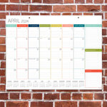 2024 Rainbow Blocks Large Desk Pad Monthly Blotter Calendar