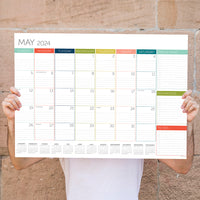 2024 Rainbow Blocks Large Desk Pad Monthly Blotter Calendar