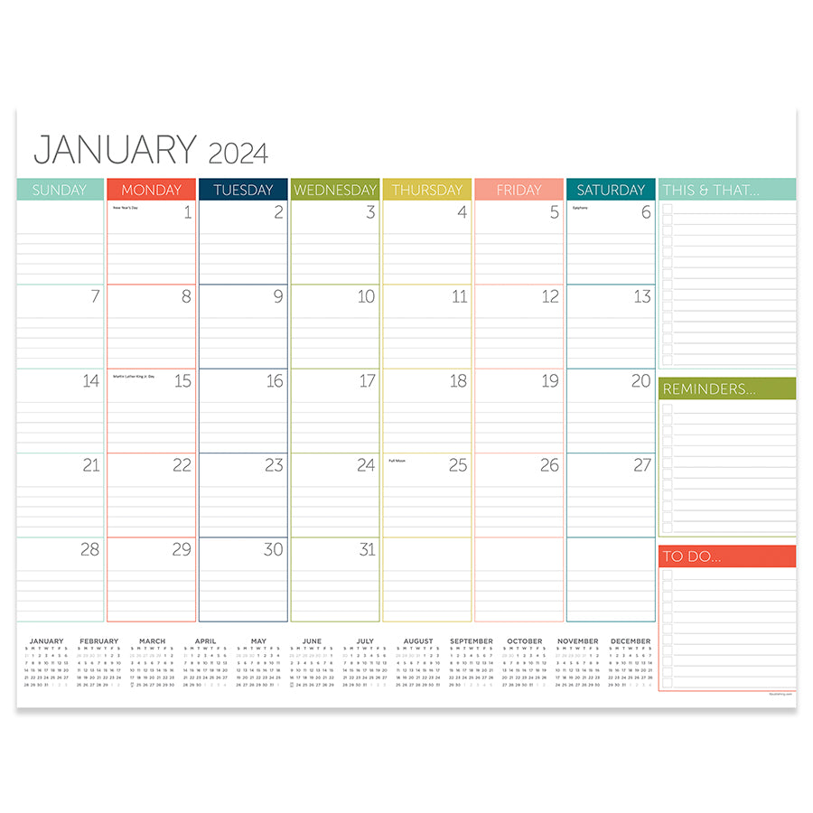 2024 Rainbow Blocks Large Desk Pad Monthly Blotter Calendar-6