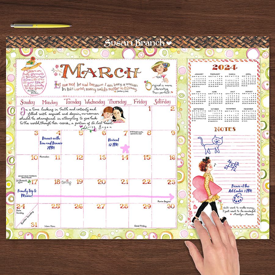 2024 Susan Branch Large Desk Pad Monthly Blotter Calendar TF