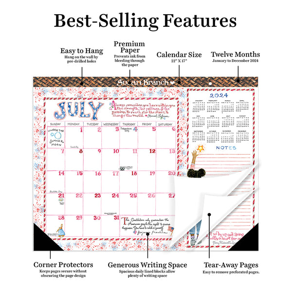 2024 Susan Branch Large Desk Pad Monthly Blotter Calendar