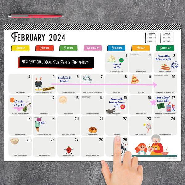 2024 Every Day's A Holiday Medium Desk Pad Monthly Blotter Calendar