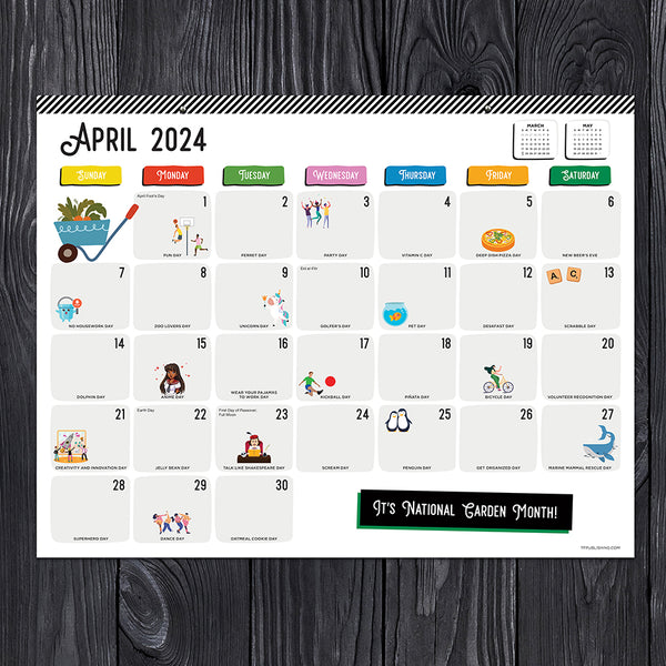 2024 Every Day's A Holiday Medium Desk Pad Monthly Blotter Calendar
