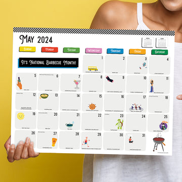 2024 Every Day's A Holiday Medium Desk Pad Monthly Blotter Calendar