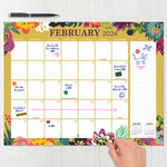2024 Floral Medium Desk Pad Monthly Blotter Calendar