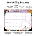 2024 Floral Medium Desk Pad Monthly Blotter Calendar