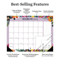 2024 Floral Medium Desk Pad Monthly Blotter Calendar