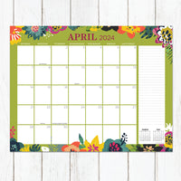 2024 Floral Medium Desk Pad Monthly Blotter Calendar