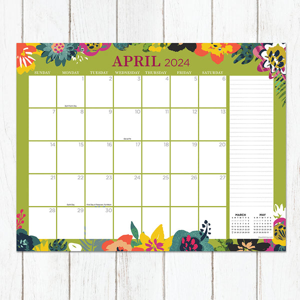 2024 Floral Medium Desk Pad Monthly Blotter Calendar