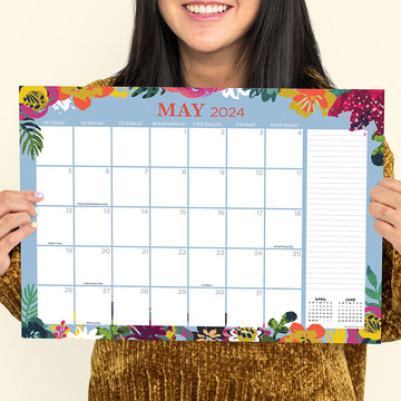 2024 Floral Medium Desk Pad Monthly Blotter Calendar