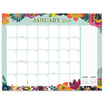 2024 Floral Medium Desk Pad Monthly Blotter Calendar