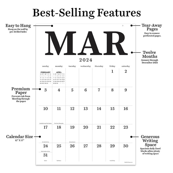 2024 Medium Art Poster Wall Calendar