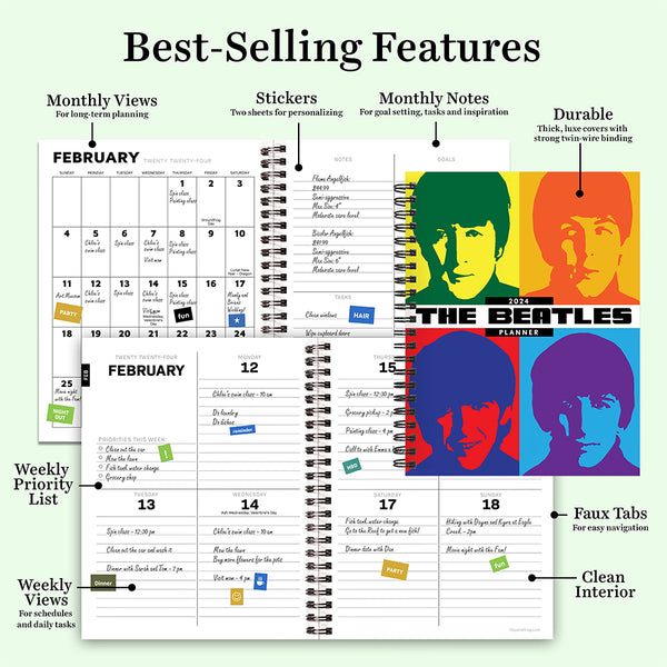 2024 Colorful Beatles Medium Weekly Monthly Planner